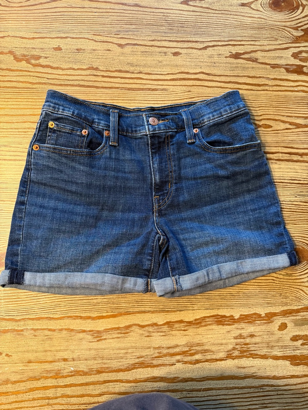 Levi's Rolled Hem Indigo Denim Shorts